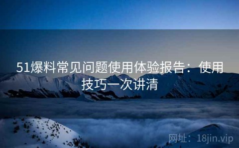51爆料常见问题使用体验报告：使用技巧一次讲清